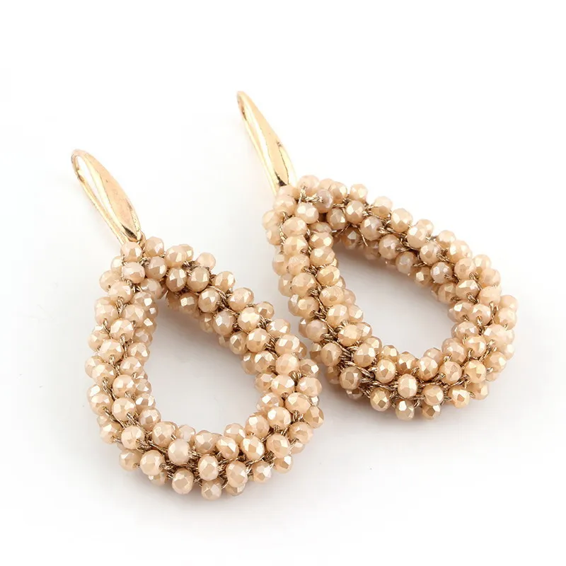 Sehuoran Dangle Earrings For Woman Big Long Earing Drop Earrings Handmade Braided Crystal Earrings Bohemian Style New Statement