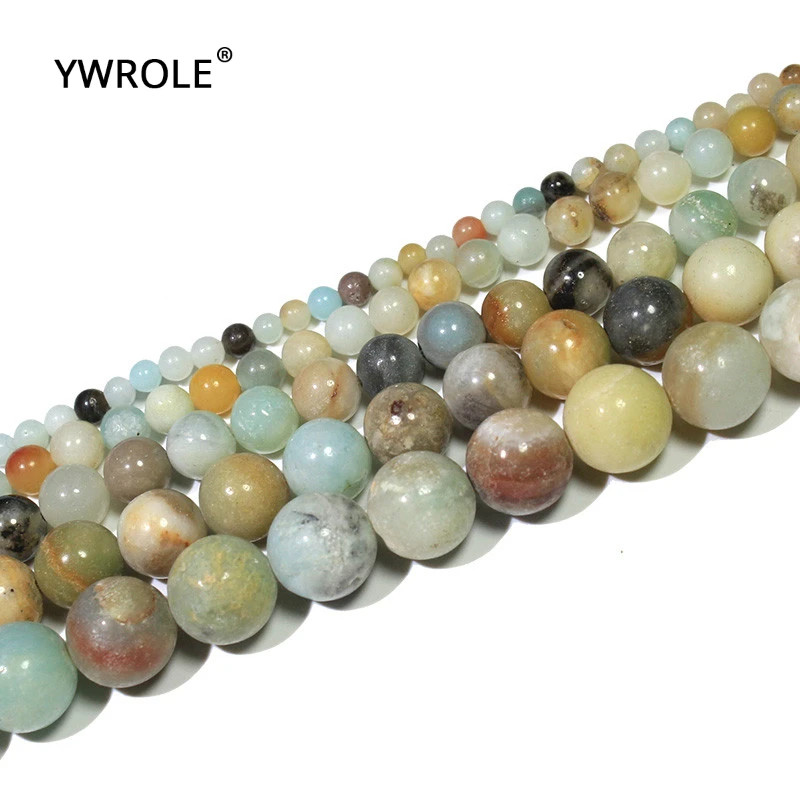 4/6/8/10/12 mm  Natural Mix Color Amazonite Stone Round Beads For Jewelry Making DIY Bracelet Necklace Material Strand 15''