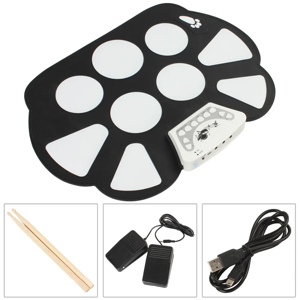 KONIX W758 Digital Portable 9 Pad Musical Instrument Electronic Roll-up Drum Kit