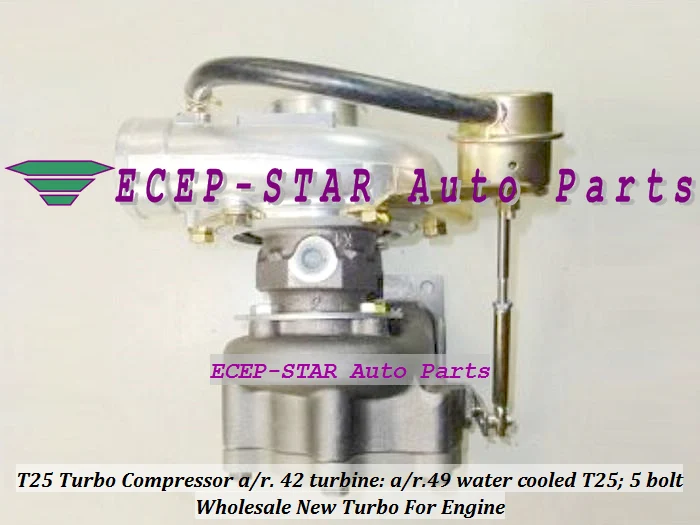 Turbo Turbocharger Inlet flange T25 Compressor a/r. 42 Turbine a/r.49 Outlet flange with 5 bolts water Cooled Turbo charger