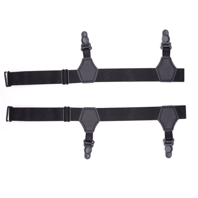 Porte-jarretelles pour chaussettes unisexes en nylon, bretelles réglables, non ald, double clips, noir, nouveau, 2 pièces