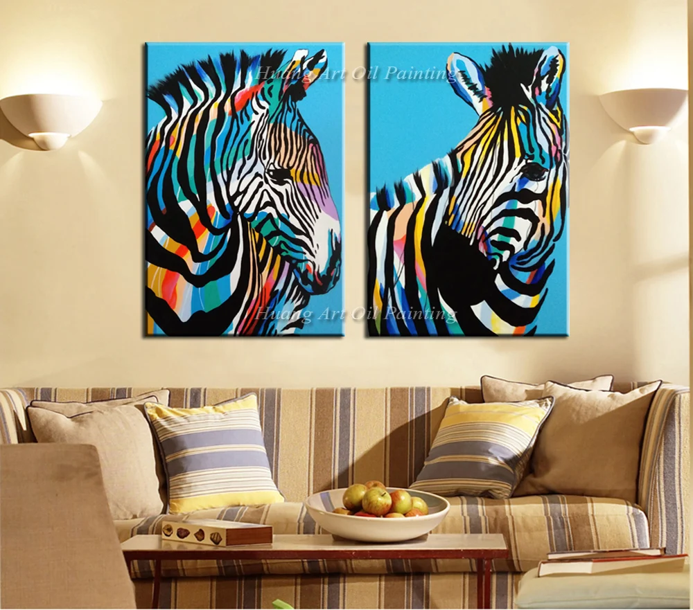 

Fast Delivery Hand Painted Blue Zebra Oil Painting on Canvas High Quality Animals Paintings for Home Decor Wall Painting