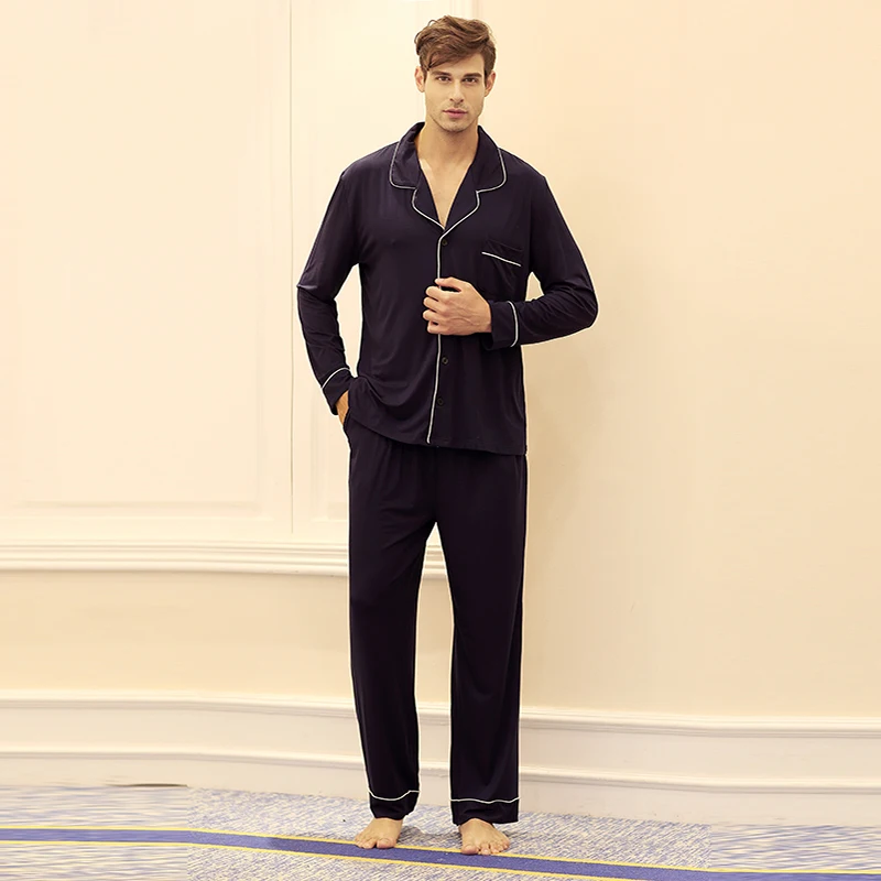 Nam Và Nữ Tre Modal Cotton Jersey Bộ Đồ Ngủ Đồ Ngủ Mặc Nhà Loungewear Cài Nút Pyjama Bộ Với Quần Dài