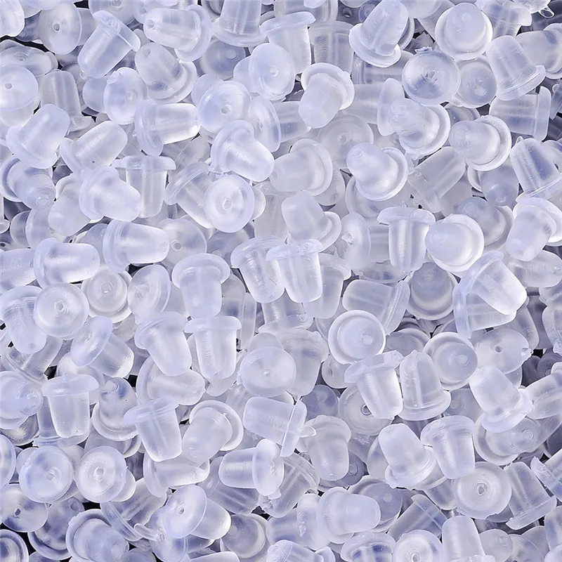 500pcs Clear Plastic Earring Ear Nuts Safety Backs Earring Stoppers Jewelry Accessories DIY Jewelry 5x5x4mm Hole: 0.5mm