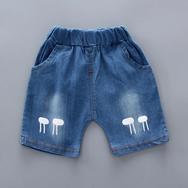 New Summer Hot Sale Toddler Kids Baby Boys Shirt Cartoon Tops Denim Shorts Pants Outfits Set Baby Clothes