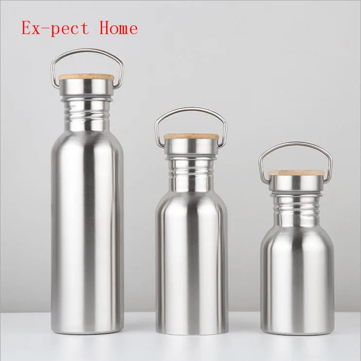 

100pcs/lot 750ml 500ML 350ML Wide Mouth Vacuum Insulated Travel Bottles Bicycle Stainless Steel Water Bottle With Handle