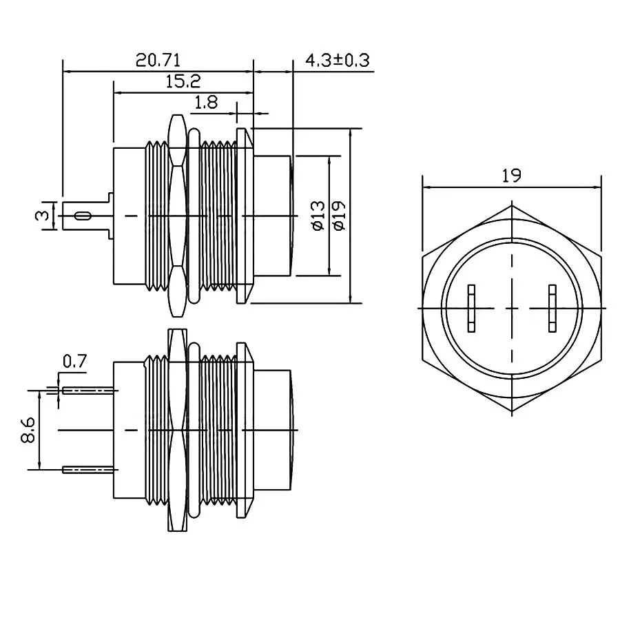 10 Pcs R13-507 Reset Switch Push Button Switch 2 Pin Bulat Switch Non Self Penguncian Switch 3A 250V AC /6A25V AC