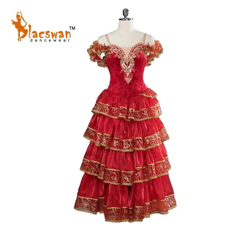 Red Don Quixote Kitri Variation Professional Romantic Ballet Tutu Dress Spanish Dance Costume BT816