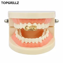 TOPGRILLZ Scorpion Grillz Stinger Teeth Grillz Gold Tone Scorpio Double Cap Iced-Out Tooth Grills,Gift,Party