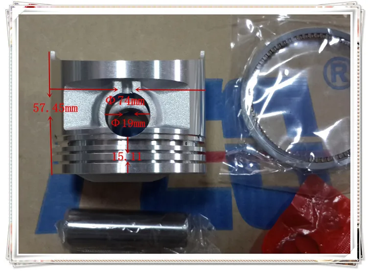 High quality new motorcycle piston XR250 XLR250 piston ring piston diameter is 74mm The piston pin is 19mm