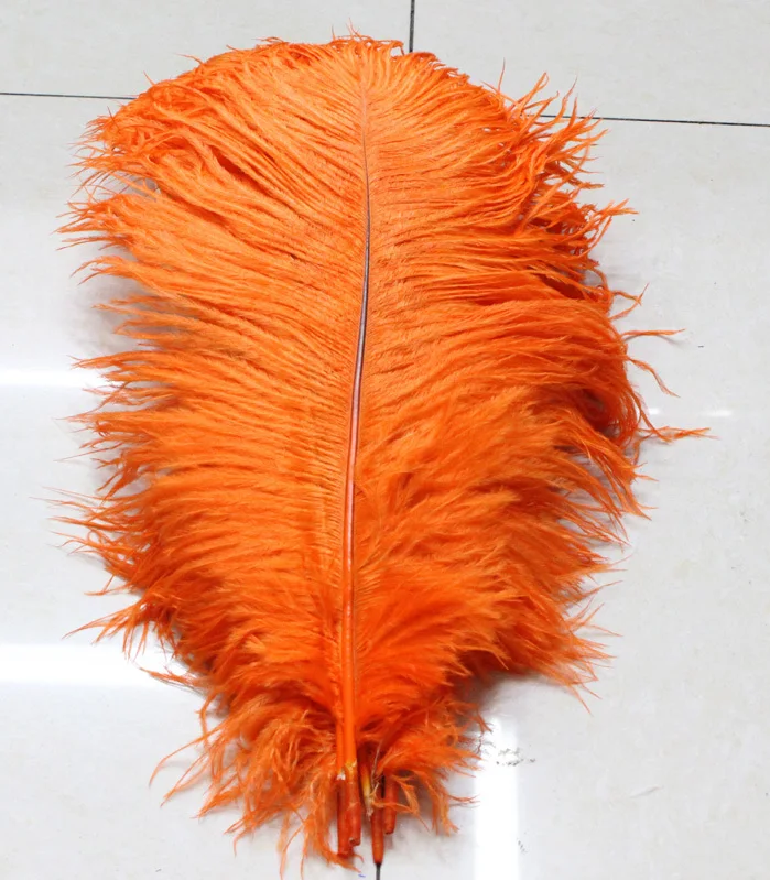 

Free shipping 100 PC beautiful natural orange ostrich feathers 30 to 35cm / 12 to 14 inches