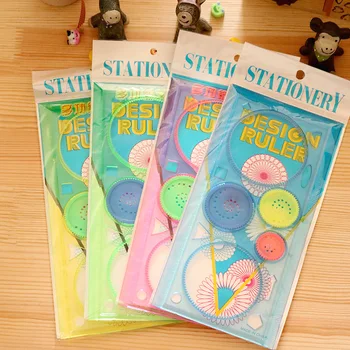 Spirograph Cetvel Seti, Çocuklar için Çok Fonksiyonlu Tasarım Cetveli