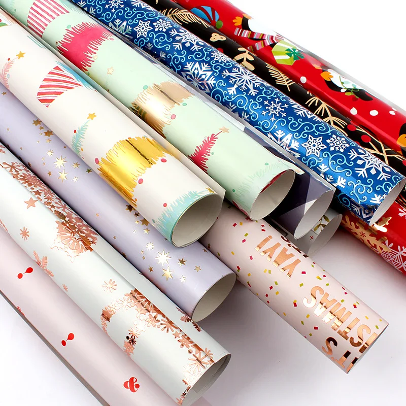 Christmas Craft Paper 10pcs Cartoon Christmas Wrapping Paper Gift Present Tree Wrap Decorative Xmas Party Roll Christmas Gift