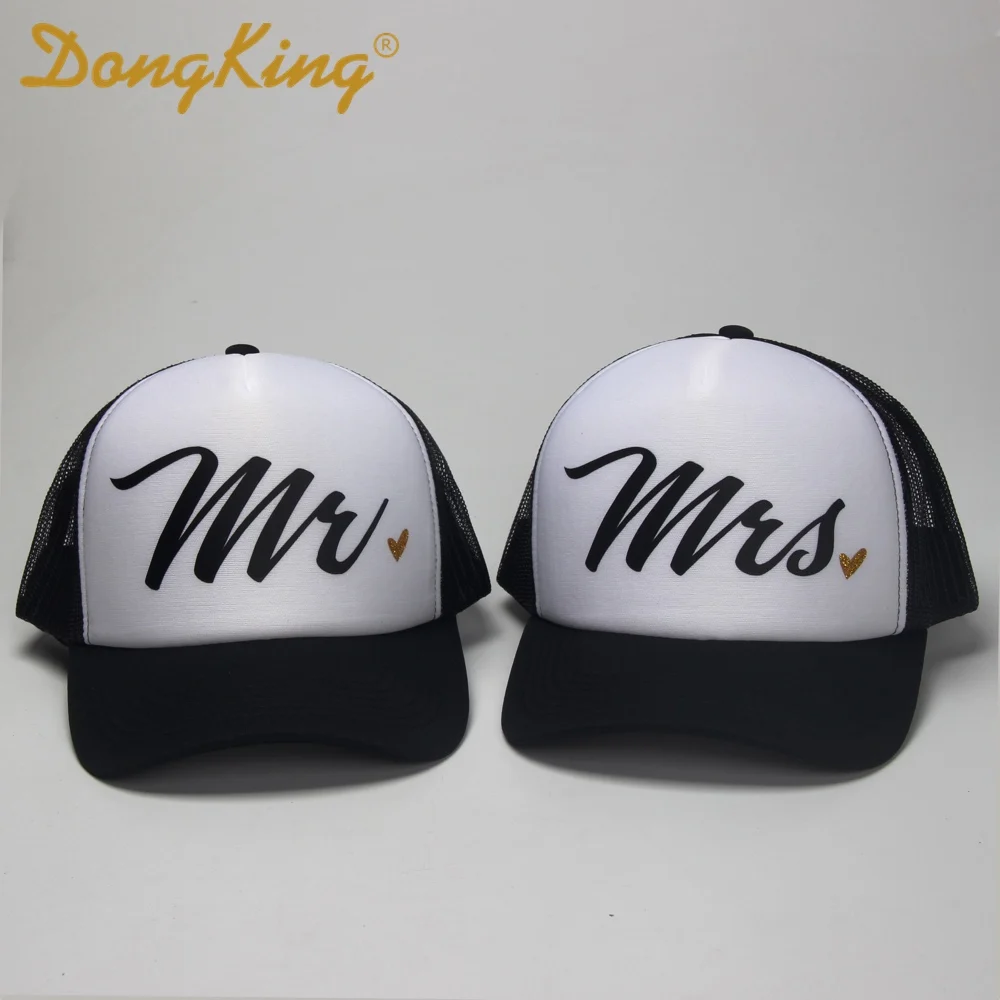 DongKing Fashion Trucker Hat Mr Mrs Letters Caps Husband and Wife Wedding Anniversary Romantic Gift Idea for Couples Top Quality