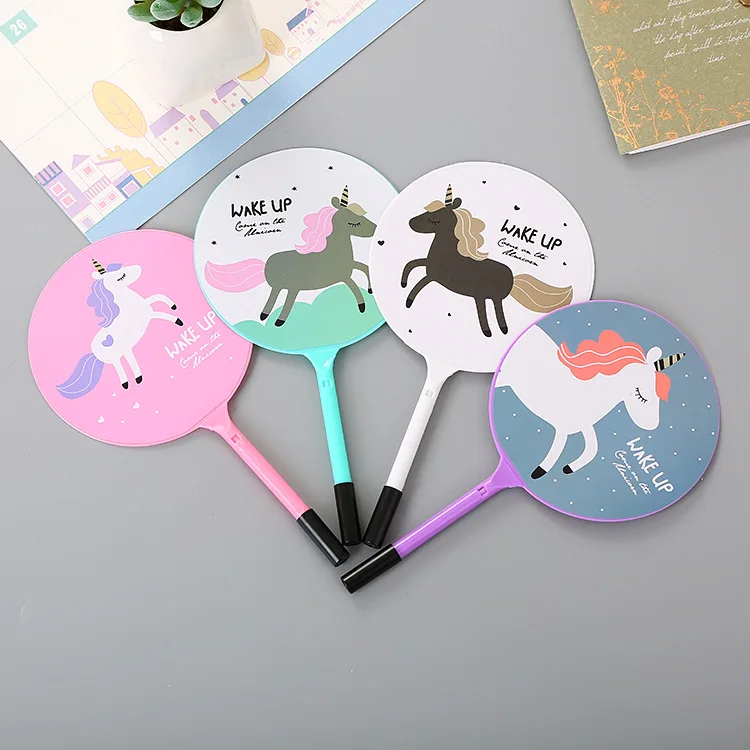 12 Pcs Cartoon Pony Fan Pen Cute Student Prize Gift Fan Ball Pen for Writing Kawaii School Stationery