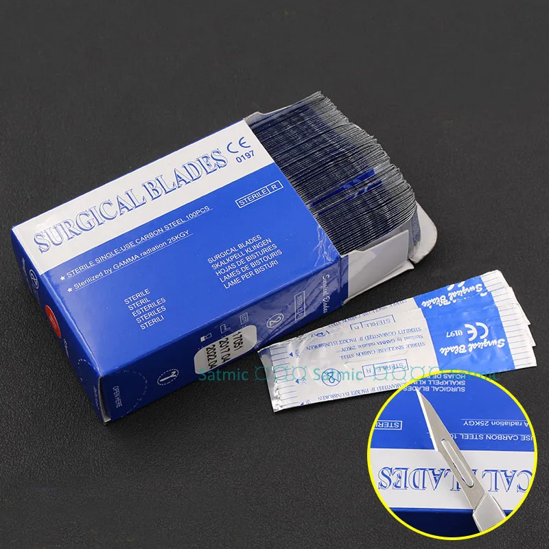 100 Pcs Scalpel Blades 10# ,11#,12#,15#,20#,21# For Dental/Tataoo medical Stainless Steel Surgical Blade
