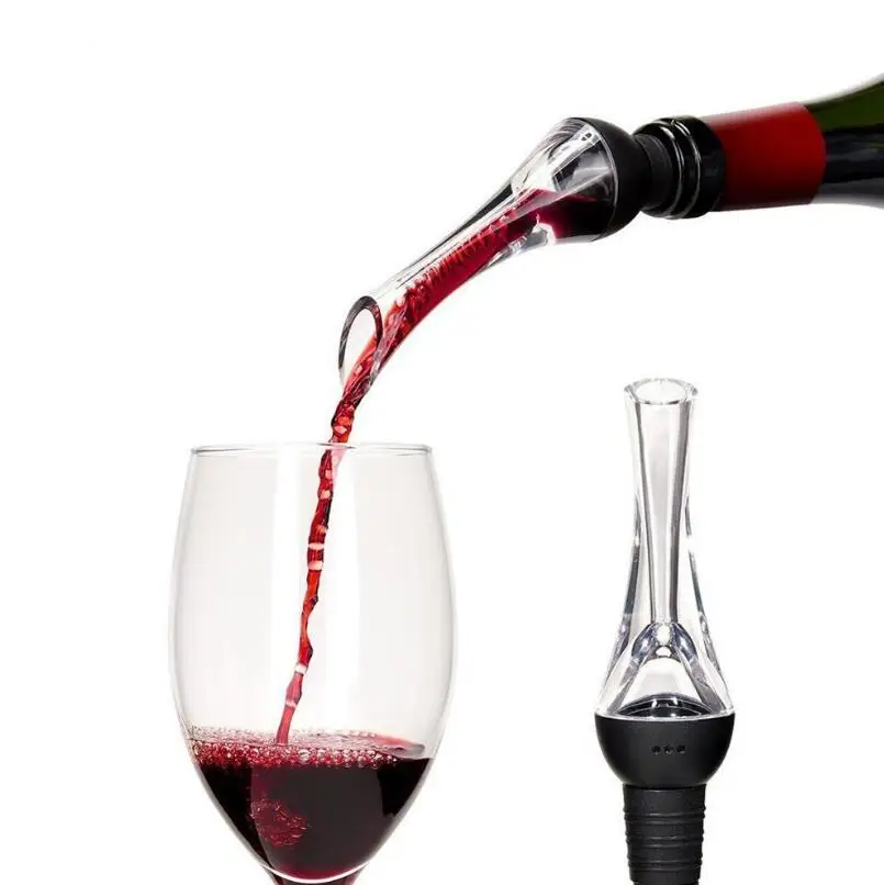 

New Red Wine Pourer Aerator Mini Magic Red Wine Bottle Decanter Acrylic Filter Tools With Retail Box LX6854