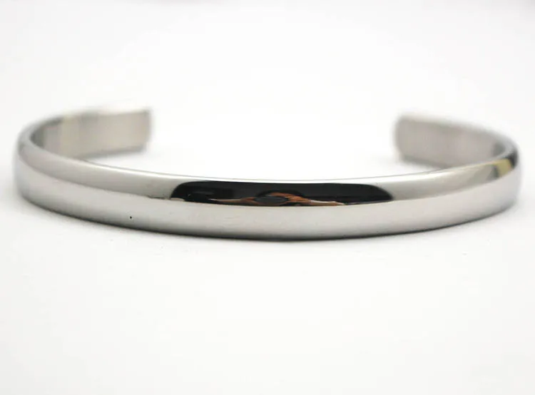 316L stainless steel plain shiny punky cuff bangle bracelets silver color open cuff bangle bracelets