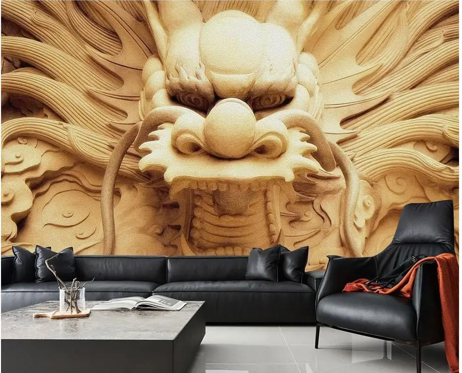 

Home Decoration 3d wallpaper for room Retro nostalgic wood carving dragon wallpaper for walls 3d