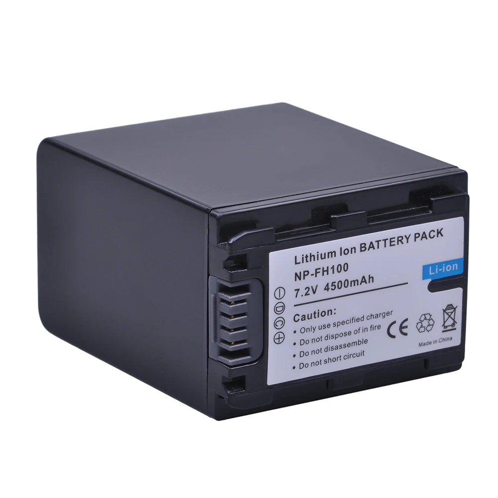 DuraPro 4500mAh NP-FH100 NP FH100 Camera Battery +LCD USB Charger For Sony DCR-SX40 SX40R SX41 HDR-CX105 SR42E SR45E Bateria