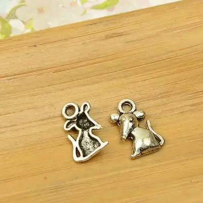 free shipping 500pcs/lot A09077 anqtique silver mouse shape alloy charm pendant fit jewelry making 11x6mm wholesale