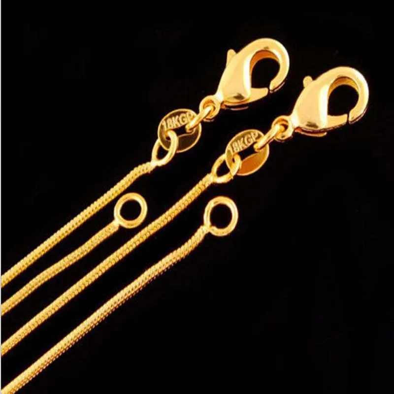 Wholesale 35cm-75cm Silver /Gold Color 1MM Solid Snake Chain Necklace For Men Women Fashion Accessories  Jewelry for Pendant