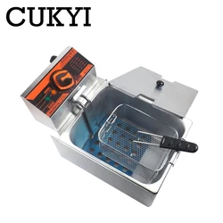 CUKYI Electric deep fryer commercial household kitchen frying machine chip cooker basket French fries Deep frying pan 6L 2.5KW