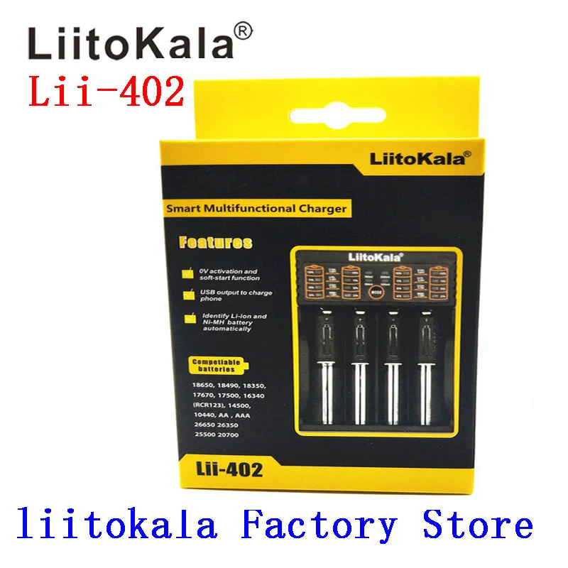 LiitoKala Lii-402 18650 Battery Charger สำหรับ26650 16340 RCR123 14500 LiFePO4 1.2V Ni-MH Ni-Cd Rechargeable แบตเตอรี่ Lii402