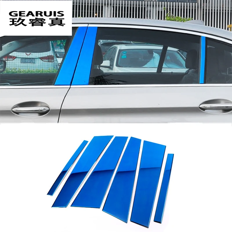 

Car styling stainless steel Mirror trim Car Window BC Column sequins Stirps Cover Stickers For BMW 5 series 528li 530li g38 2018