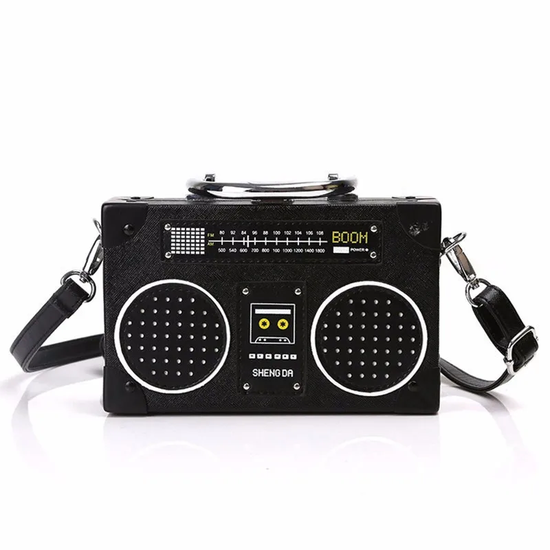 

Personality Retro Radio Shape Bag Ladies Cute Handbag Shoulder Bag Messenger Bag Rock Crossbody Box package