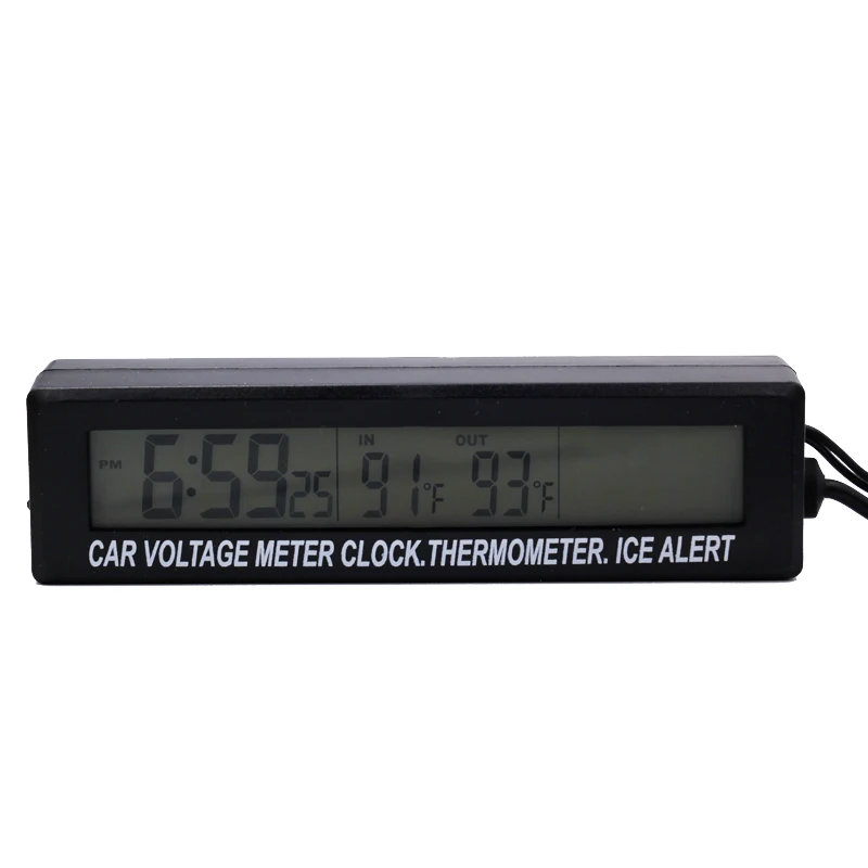 3 in1 Digital Car Thermometer Voltmeter Auto Indoor Outdoor Temperature Voltage Meter Alarm Clock  Blue Orange Backlight 40%off