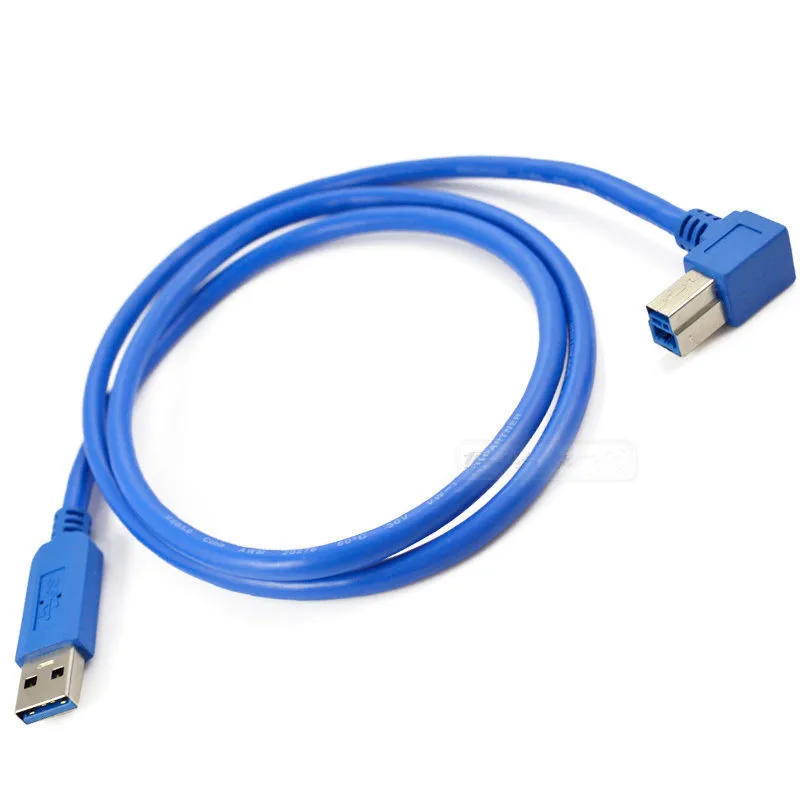 USB 3.0 A Male to USB 3.0 Type B Male Cable USB 3.0 A Male to USB 3.0 B Male 90 degree Left Angled Cable 1M 100cm 3ft