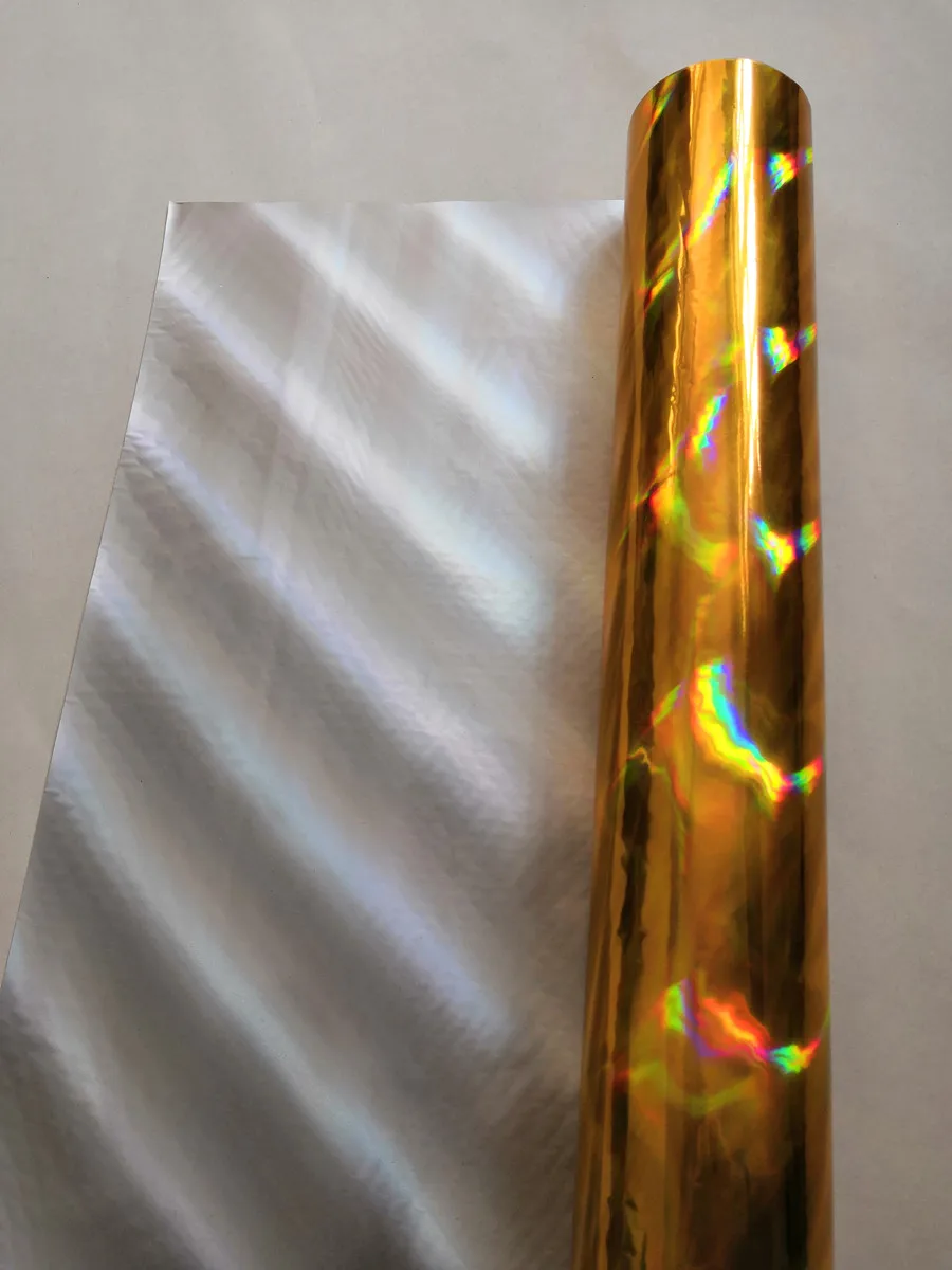 Lámina holográfica de color dorado, patrón arcoíris A17, estampado en caliente en papel y plástico, 16cm x 120m