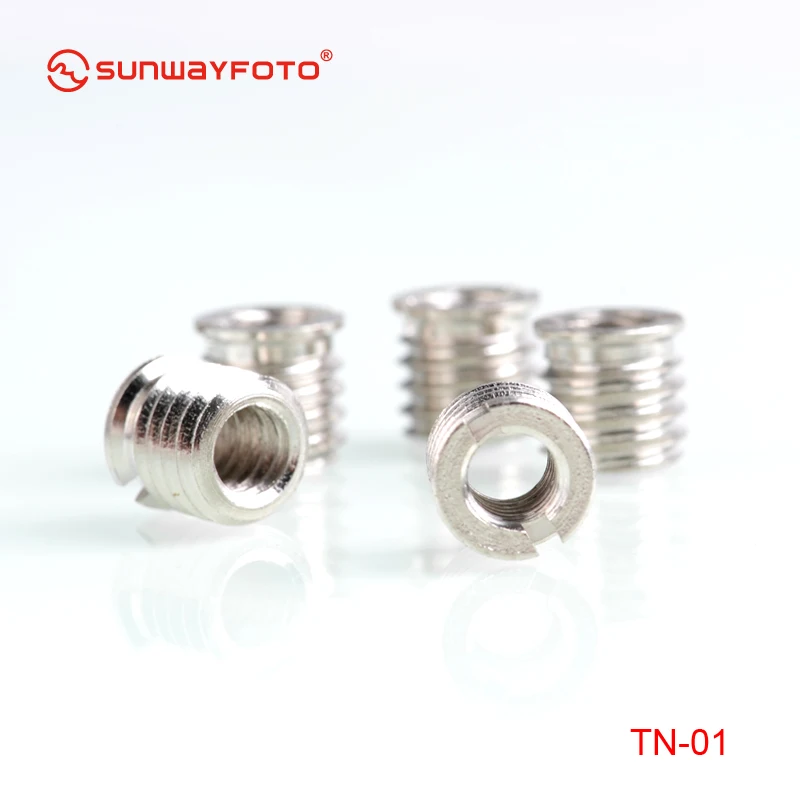 SUNWAYFOTO TN-1 *5PCS Stainless Steel 1/4-Inch to 3/8-Inch Tripod Adapter / Bushing for Tripod Head Quick Release Plate