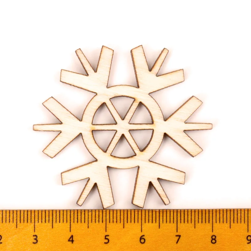 Christmas Snowflake Pattern Wooden Scrapbooking Collection Craft Handmade DIY Accessory Home Decoration DIY 50mm 10pcs MZ207