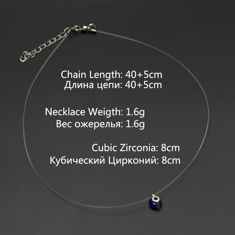 Poputton Female Transparent Fishing Line Necklace Women Rhinestone Choker Invisible Chain Pendant Necklace Collier Femme Jewelry