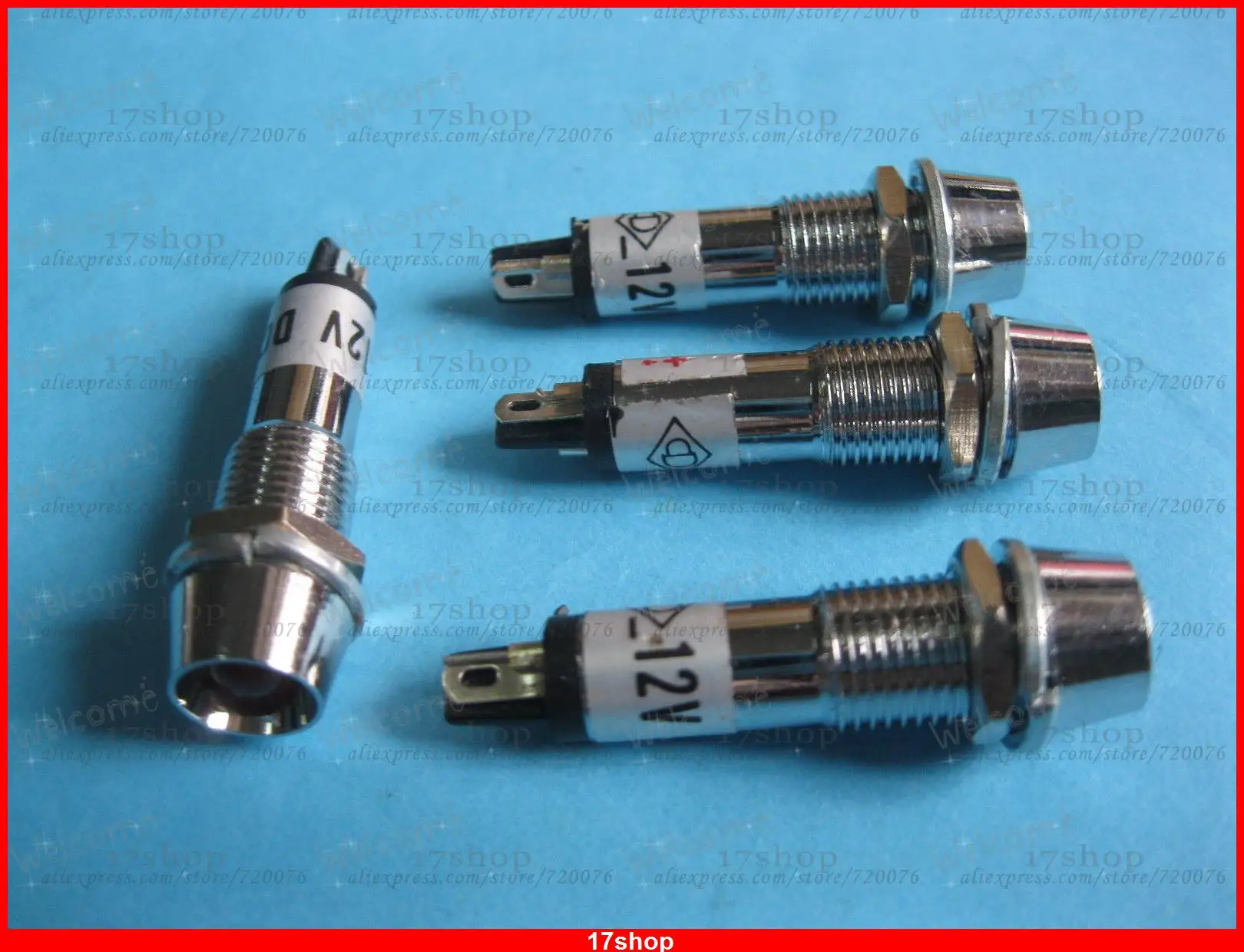 Indicateur LED 12V DC, 10 pièces, PED-7, 8mm, rouge