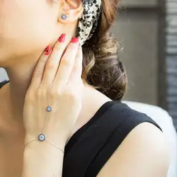 fashion women jewelry rose gold silver color slave bracelets evil eye charm delicate chain hand bracelet