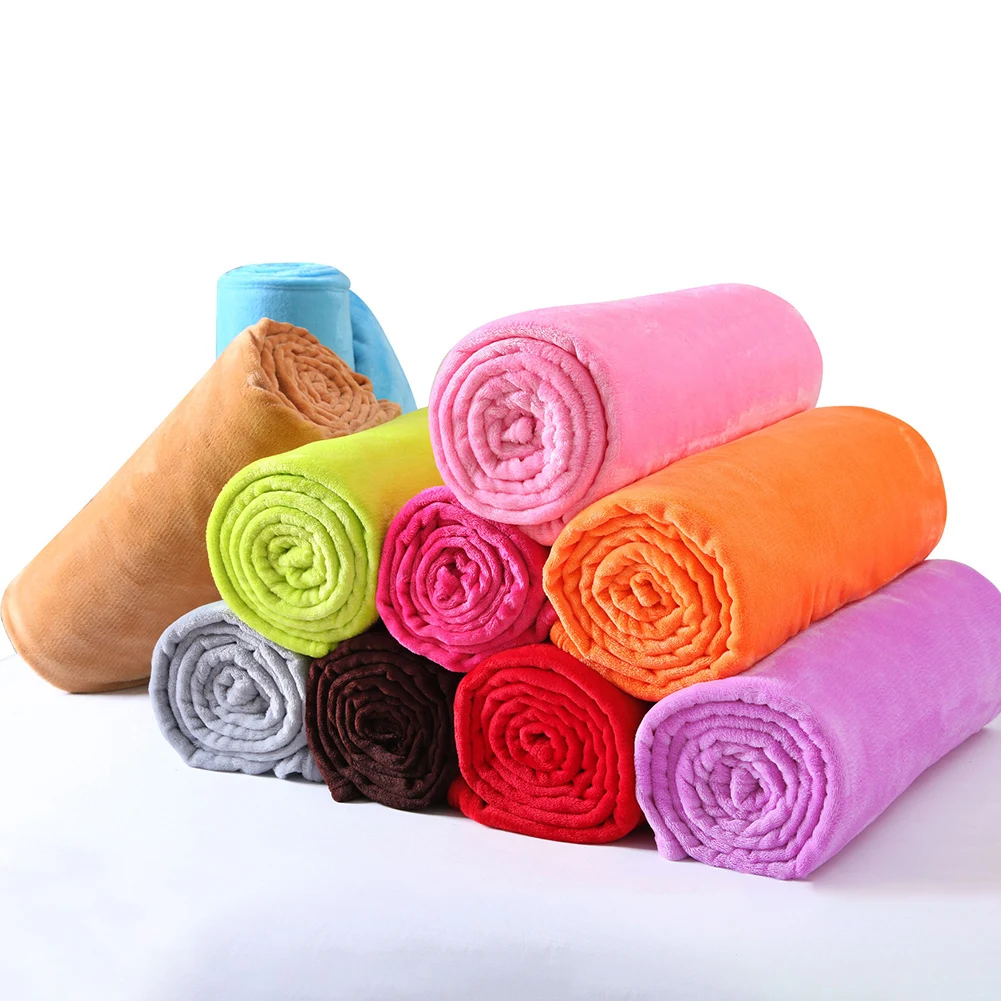 50*70cm Soft Blanket Flannel Aircraft Blanket Solid Color Coral Fleece Cover Warm Sheets Blankets Office Home плед для кровати