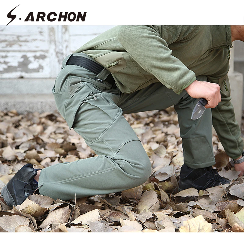 New IX9 Shark Skin Soft Shell Military Tactical Pants Men Waterproof Heat Reflection SWAT Work Cargo Army Pants Winter Casual