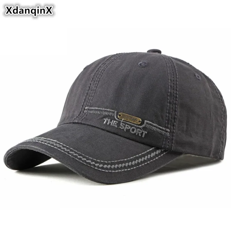 XdanqinX Men\'s Cotton Baseball Caps NEW Letter Embroidery Fashion Hat Snapback Cap Adjustable Size Women\'s Ponytail Tongue Cap