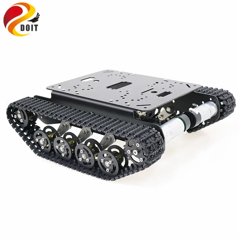 Shock Absorber Metal RC Robot Tank Chassis Kit with Track, DC Motor, Tracked Mobile Platform R3 Raspberry Pie