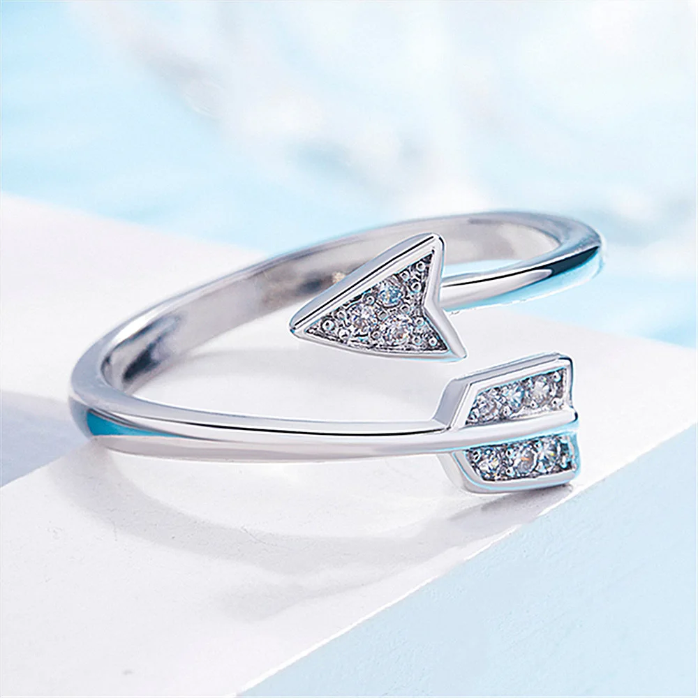 KNOCK high quality New Arrival Fashion Silver Plated Arrow crystal  for women Adjustable Engagement ring arrow women jewelry