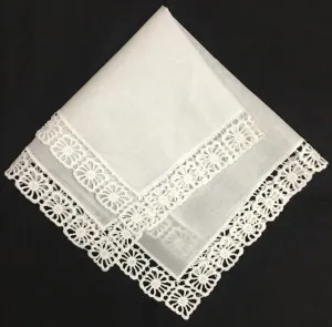 Set of 12 Fashion Ladies Handkerchiefs White Cotton Wedding Bridal Handkerchief Vintage Embroidered Lace Hankie Hanky 12x12-inch