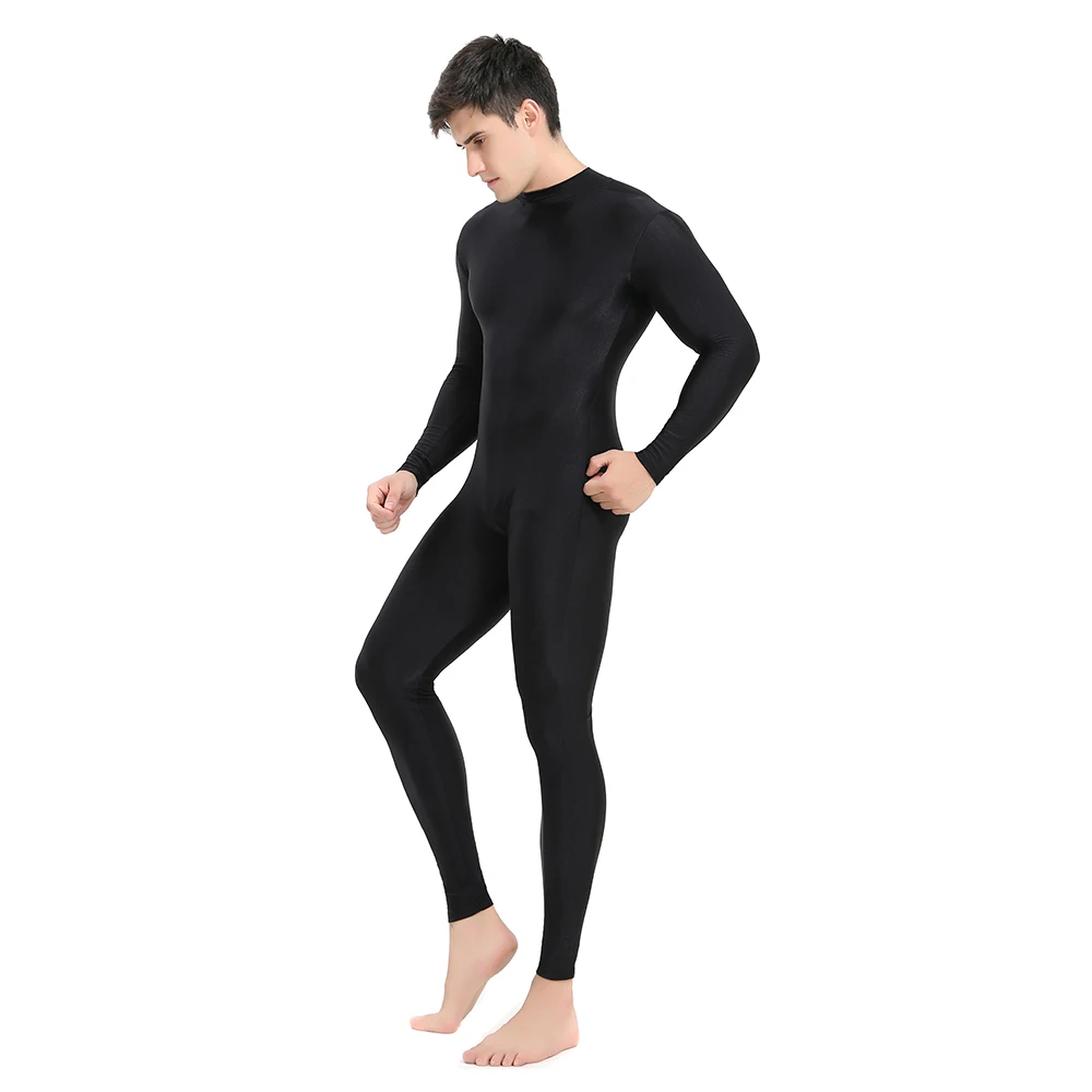 AOYLISEY Adult Black Unitard Long Sleeve Mock Neck Ballet Women Jumpsuit Spandex One Piece Dance Wear for Men Zentai Costumes