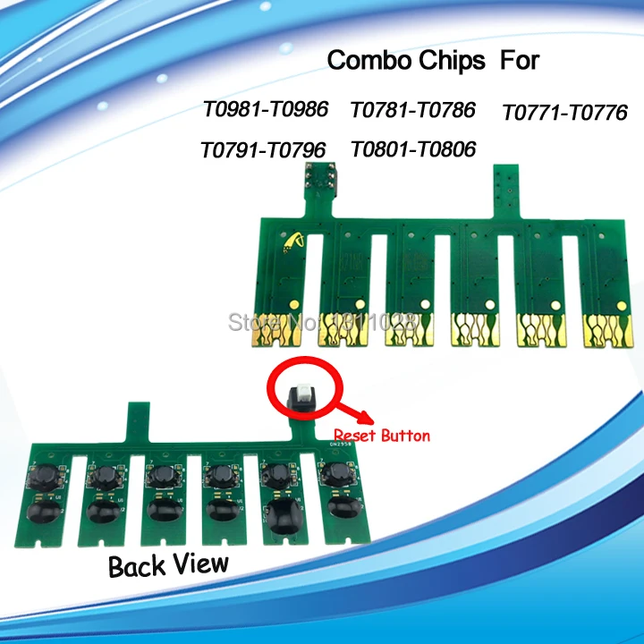 

INK WAY T0781-T0786 T0771-T0776 Compatible Combo chips with reset button for Epson Artisan 50 R260 R380 R280 RX580 RX680 RX595