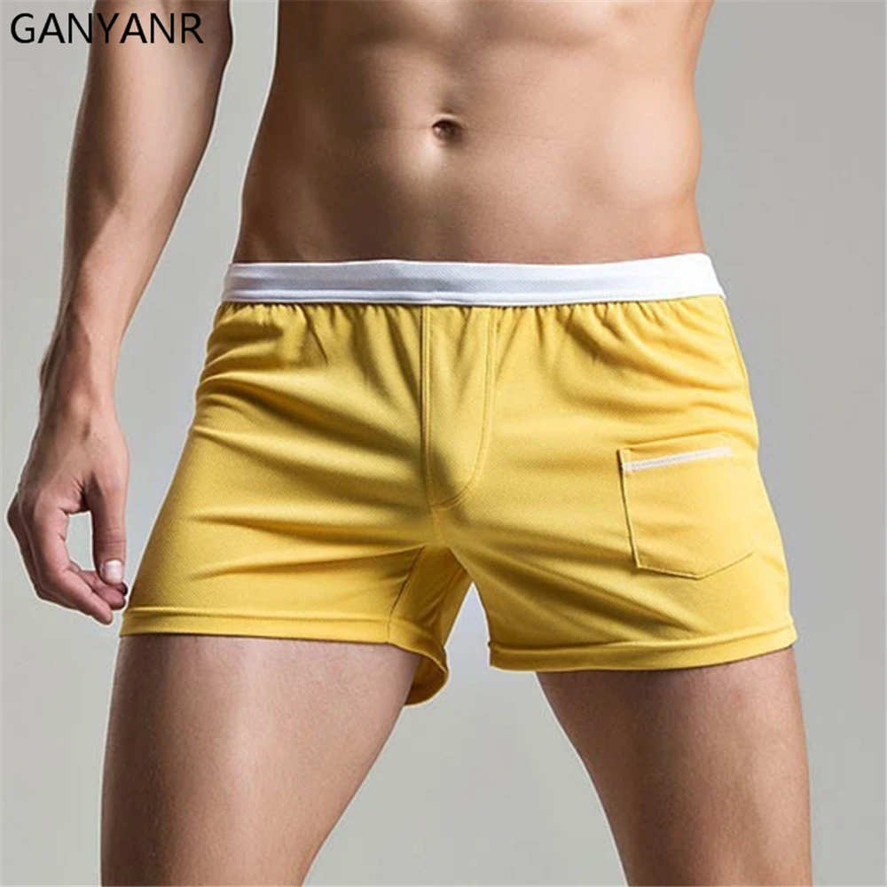 

GANYANR Running Shorts Men Sport Crossfit Basketball Gym Tennis Soccer Volleyball Training Gay Sexy Pouch Quick Dry