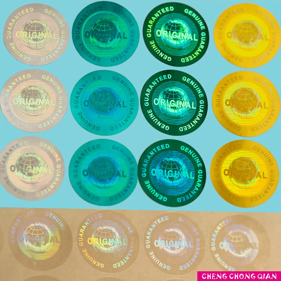 مخصص الهولوغرام حقيقية مضمونة ومبتكرة الهولوغرام ملصقا متعددة الألوان تصميم العالمية ضياء. 20 مللي متر 2000 قطعة