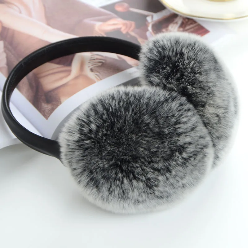 HSPL Real Rabbit Fur Earmuffs Elegant Bow Ear Warmer Winter Lovely For Girls Cute New Fashion Ear Warmers