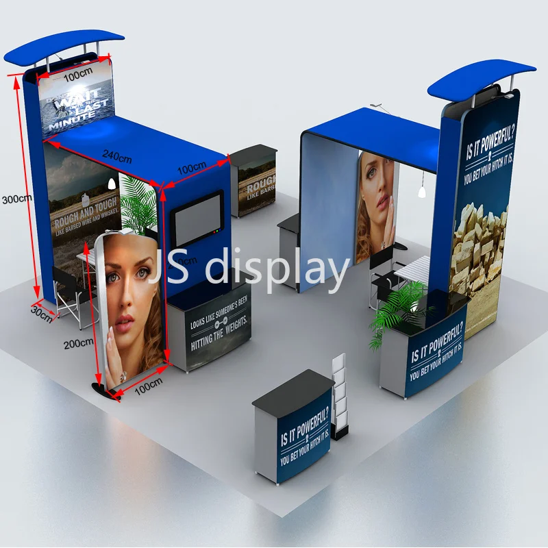 20ft portable custom trade show booth pop up display stand exhibition System with counters lights TV mounts #1